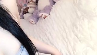 Cute amateur brunette naughty in solo jerking show on camera