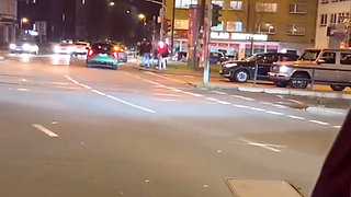 Public Walk and Flashing in Lingerie and Stockings