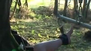 Humiliating penis sucking in the forest