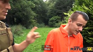 Blonde Mature Seduces Robber with Deep Throat