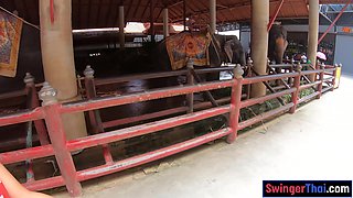 Thai girlfriend and GF share a hot POV blowjob at home