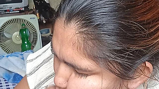 After a blowjob she settles down by herself to be fucked