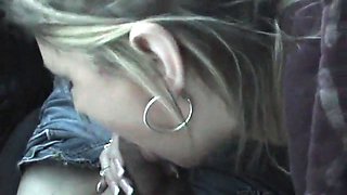 Public 18-years-old bitch blowing on hard knob