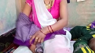 Hot Indian Aunty Pressed Her Big Tits And Got Great Pleasure By Massaging Her Step Sons Penis