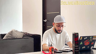 My Mexican wife surprises me with her new lingerie while I'm working and we end up having rough sex on the table