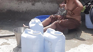 Stepsister is not in the bathroom Stepsister takes bath in the bathroom