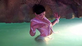 Erotic Renee gets DP in grotto