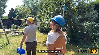 Hunt4k. beautiful fanta sie bangs with old hunter for her annual bank check in public