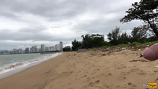 Babe Can I Cum on Your Tits? - Cock Flashing on the Beach
