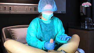 The Doctor Took the Patient's Semen Sample in Hospital. Post Orgasm