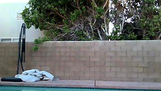 Masturbating in a bra panties and black stockings