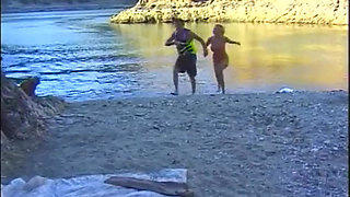 Threesome fucking on the beach