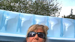 DirtyMilfTina Hammer Horny fuck in the pool ! Creampie