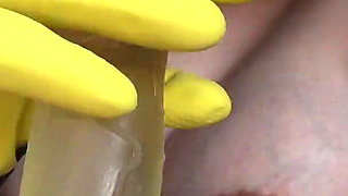 My Stepsister Is in a Deserted Place Wearing Yellow Dishwashing Gloves