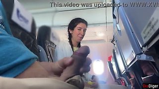 Public Dick Flash on Airplane - Cute Brunette Makes Me Cum in 2 Minutes POV