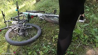 Blonde Teen Alisa Lovely Sucks Cock and Swallows Cum on a Forest Bike Ride POV