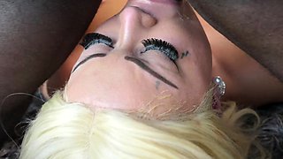 Hardcore interracial slut blowjob fuck for her tiny throat