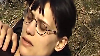 A Slender Looking German Chick Gets Her Hairy Muff Banged in the Woods