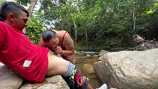 Man Shows and Masturbates Cock Near an Unknown Woman
