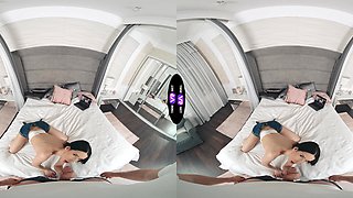 Brunette Jasmine Jayne rides cock in cowgirl and reverse cowgirl