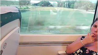 Young Milf Seduces Voyeur On Public Train