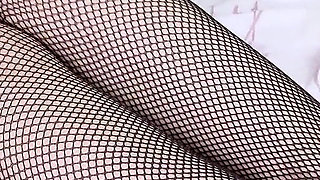 American BBW Scarlett Shows You Her Bountiful Butt Nicely Wrapped in Fishnet Pantyhose