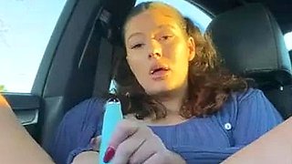 Veronica de Souza outdoors using toy to masturbate