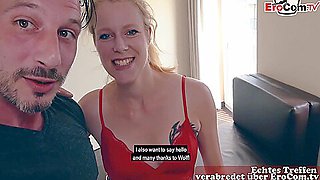German Blonde Skinny Slut Try Real Blind Date And Fuck