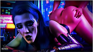 Blue Hair Cyberpunk Slut - Blowjob And Fuck (100% Ai Generated 4k) With Car Toon