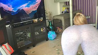 Big Boobed Blonde Masturbates With A Dildo In The Bathroom