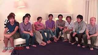 Intense Japanese blowjob session with staggeringly sexy Mihono servicing many cocks