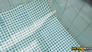 Married Woman Shows off in the Pool Before Sitting on the Dick