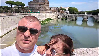 Rough Couple Sex in Rome - Hairy MILF Mirror Play & Creampie