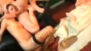 Hardcore anal sex threesome at office