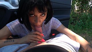 Hot brunette Candy Scott gets fucked in the forest by a lucky guy