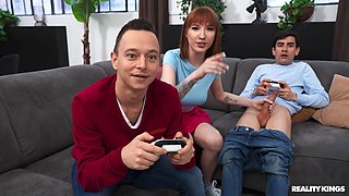 Crazy Student Cock In The Common Room: Redhead Lilly Mays Seducing Roommate