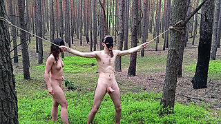 Naughty Boy Gets Punished with Nettles in the Middle of a Forest!