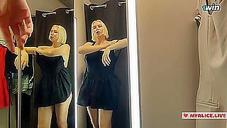 Girl With A Big Tits In The Public Locker Room, Try On Transparent Clothes