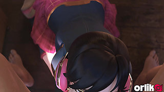Overwatch D.va Bad Girl Academy - Ruins Test, Takes Mentor’s Cock Deep in Ass