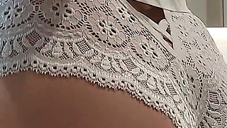 Panties Fetish Feminine Natural Brunette Flashes Hairy Pussy While Trying on Panties MILF Ginnagg