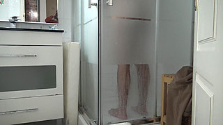 Horny Turkish Mom Masturbating While Watching Her Stepson Shower His Big Cock