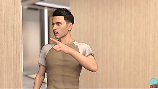 Mom with big boobs in a college-themed visual novel adventure