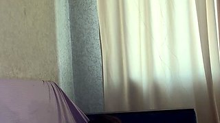 rub your pussy on the bed watching porn