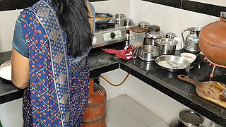 Indian Desi Aunty in Kitchen Our Husband Come to Went Sex with Cumshot