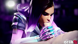 Sombra From Overwatch - Sloppy Blowjob, Doggystyle Big Ass in Oil and Titfuck Cumshot 3D Animation