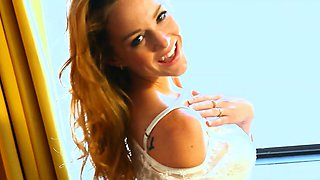 Petite redhead teen Cora posing naked