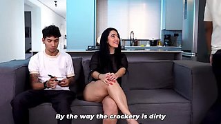 Step Mom Sarah Black Cheats On Cuckold Husband With Step Son In Living Room - Latina MILF Big Ass