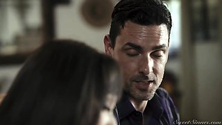 Gorgeous brunette babe fucked hardcore in the bathroom