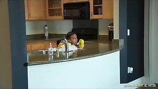 Two big-tit cat burglars in booty shorts get caught & punished