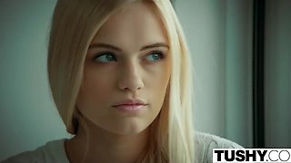 Perfect blonde teen getting her asshole stretched on my big dick